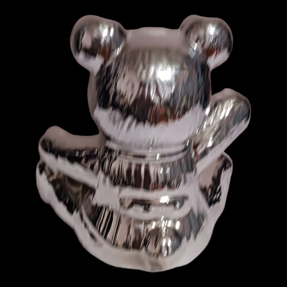 Holiday ceramic teddy bear silver color - Picture 5 of 8